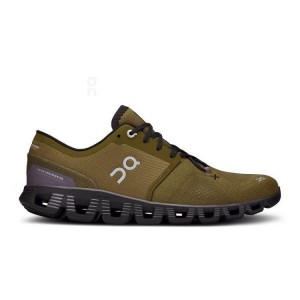 Men's On Running Cloud X 3 Running Shoes Olive / Purple | PH_ON8142