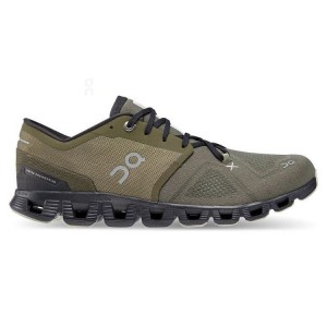 Men's On Running Cloud X 3 Running Shoes Olive | PH_ON8092