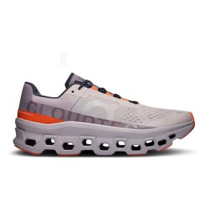 Men's On Running Cloudmonster Running Shoes Grey / Red | PH_ON8090