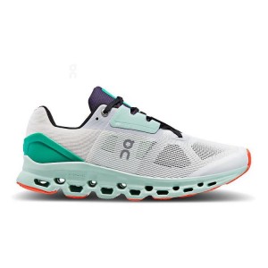 Men's On Running Cloudstratus Running Shoes White / Turquoise | PH_ON8194
