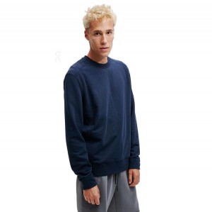 Men's On Running Crew Neck Sweatshirts Navy | PH_ON9161
