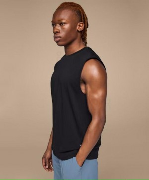 Men's On Running Focus Tank Top Black | PH_ON8091