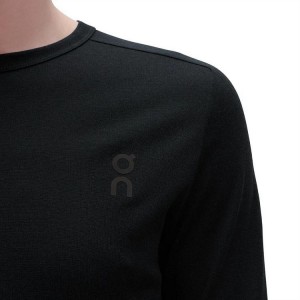 Men's On Running Merino Long-T T-shirts Black | PH_ON8383