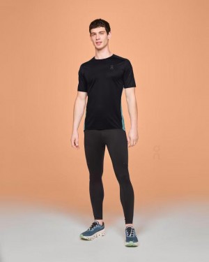 Men's On Running Performance-T T-shirts Black | PH_ON8281