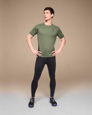 Men's On Running Performance-T T-shirts Olive | PH_ON8528