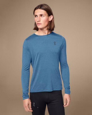 Men's On Running Performance Long-T T-shirts Blue | PH_ON8771
