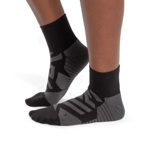 Men's On Running Performance Mid Socks Black | PH_ON8405