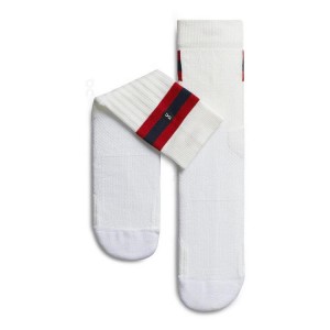 Men's On Running Tennis Socks White / Red | PH_ON9031