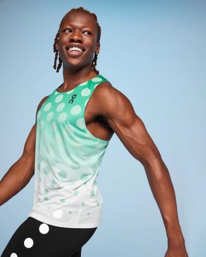 Men's On Running Top Light Distance Tank Top Turquoise | PH_ON8697