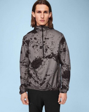 Men's On Running Waterproof Anorak Jackets Grey / Black | PH_ON8010