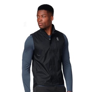Men's On Running Weather Vest Jackets Black | PH_ON8307