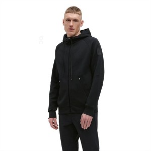 Men's On Running Zipped Hoodies Black | PH_ON8483