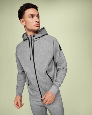 Men's On Running Zipped Hoodies Grey | PH_ON8155