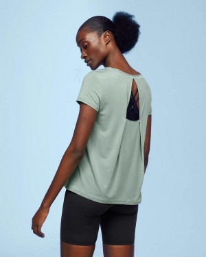 Women's On Running Active-T Breathe T-shirts Green | PH_ON8298