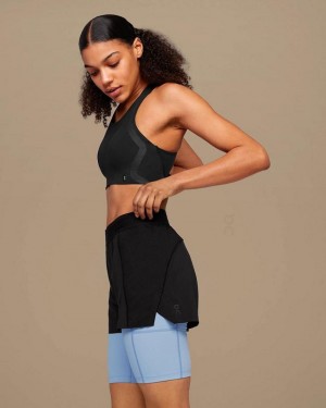 Women's On Running Active Shorts Black / Blue | PH_ON8402