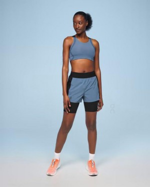 Women's On Running Active Shorts Blue / Black | PH_ON8784