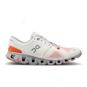 Women's On Running Cloud X 3 Running Shoes White / Rose | PH_ON8831