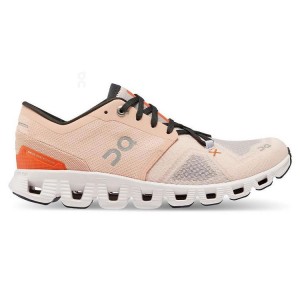 Women's On Running Cloud X 3 Running Shoes Rose | PH_ON8524