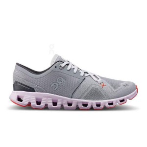 Women's On Running Cloud X 3 Running Shoes Grey / Purple | PH_ON8971