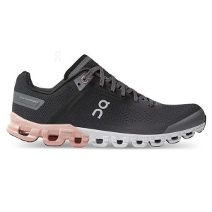 Women's On Running Cloudflow Running Shoes Black / Rose | PH_ON8322