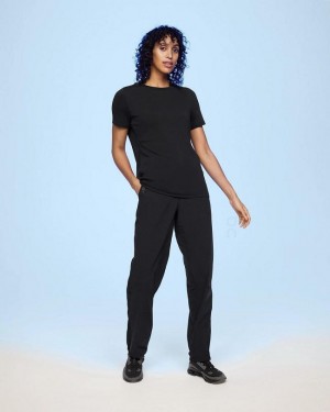 Women's On Running Focus-T T-shirts Black | PH_ON8467