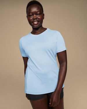 Women's On Running Focus-T T-shirts Blue | PH_ON8883