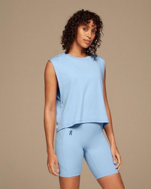 Women's On Running Focus Crop Tank Top Blue | PH_ON8431