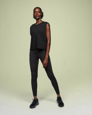 Women's On Running Focus Crop Tank Top Black | PH_ON9013