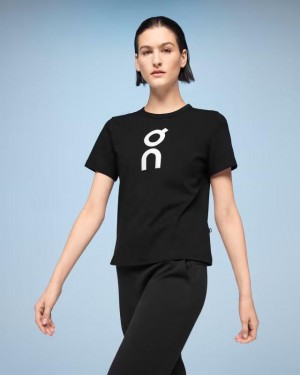 Women's On Running Graphic T-shirts Black / White | PH_ON9164