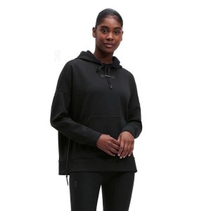 Women's On Running Hoodies Black | PH_ON8760
