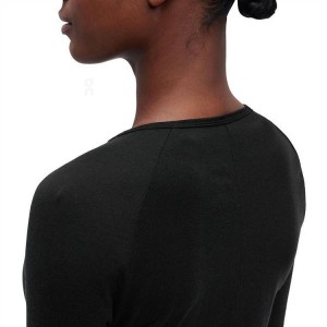Women's On Running Merino-T T-shirts Black | PH_ON9037