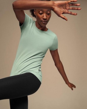 Women's On Running Movement-T T-shirts Green | PH_ON1169