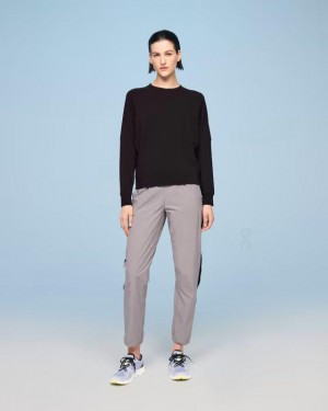 Women's On Running Movement Crew Sweatshirts Black | PH_ON8403