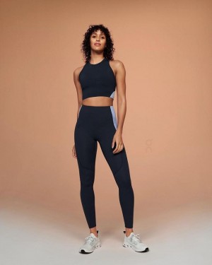 Women's On Running Movement Crop Tank Top Navy | PH_ON8606