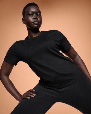 Women's On Running On-T T-shirts Black | PH_ON8020