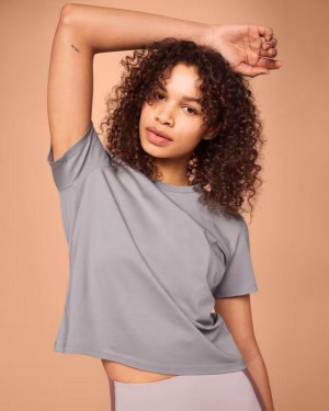 Women's On Running On-T T-shirts Grey | PH_ON9076