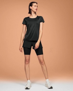 Women's On Running Performance-T T-shirts Black | PH_ON9084