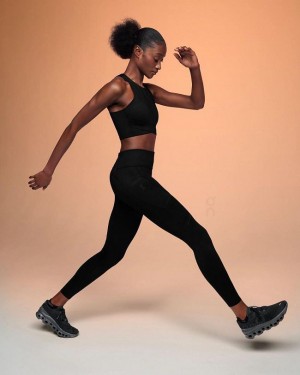 Women's On Running Performance Leggings Black | PH_ON8884
