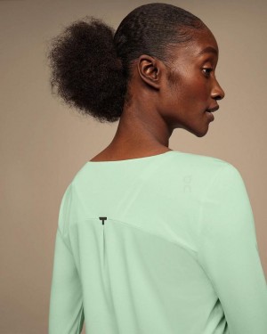 Women's On Running Performance Long-T T-shirts Green | PH_ON8664