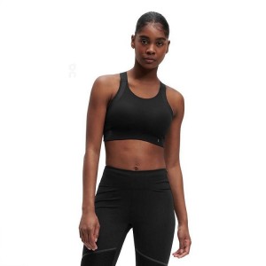 Women's On Running Performance Sports Bras Black | PH_ON8059