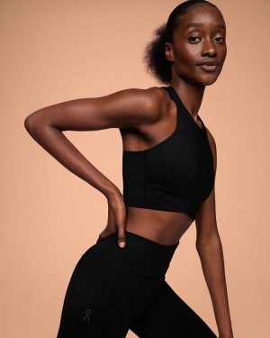 Women's On Running Race Crop Tank Top Black | PH_ON9024