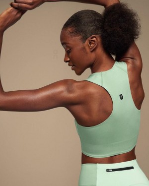 Women's On Running Race Crop Tank Top Green | PH_ON8945