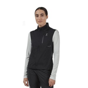 Women's On Running Weather Vest Jackets Black | PH_ON8645