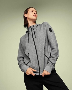 Women's On Running Zipped Hoodies Grey | PH_ON8505